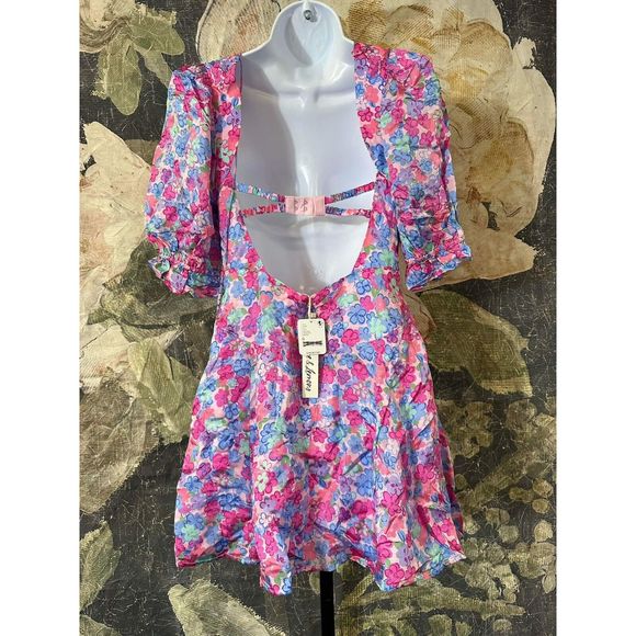 NWT FOR LOVE & LEMONS X Free People Angie Puff Sleeve Mini Dress Size Medium - Picture 4 of 5